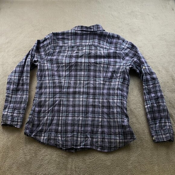 Eddie Bauer Womens Shirt Large Long Sleeve Plaid Button Up Classic Casual Purple - Picture 7 of 7